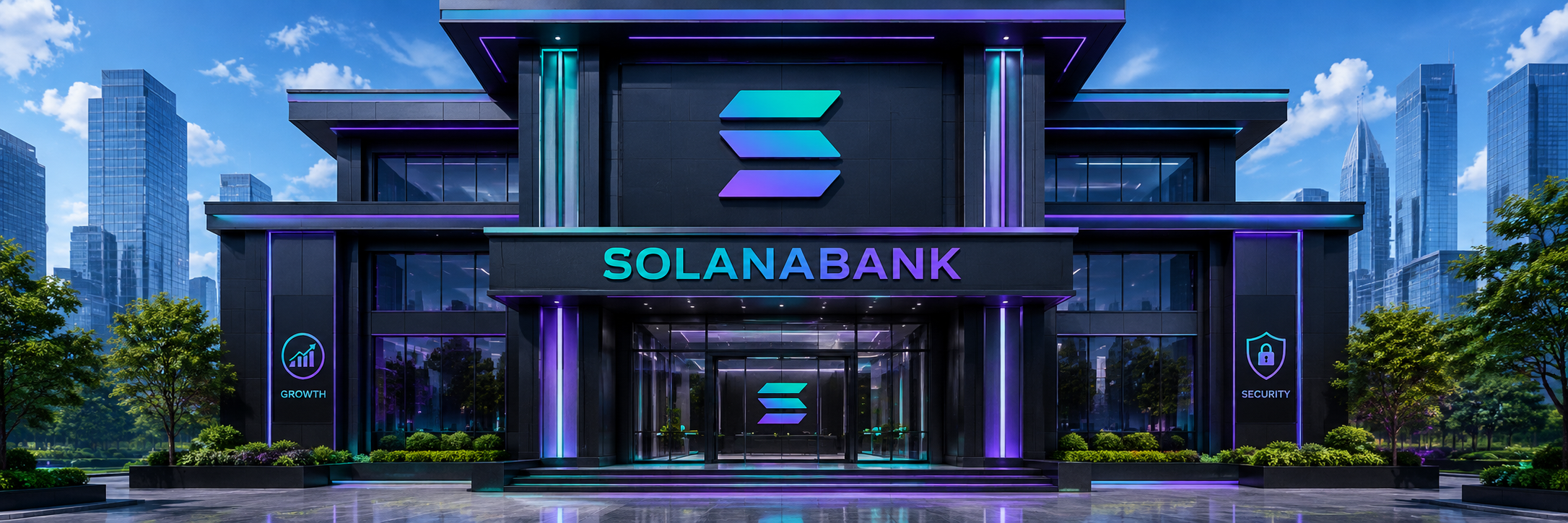 SOLANABANK futuristic Solana treasury building